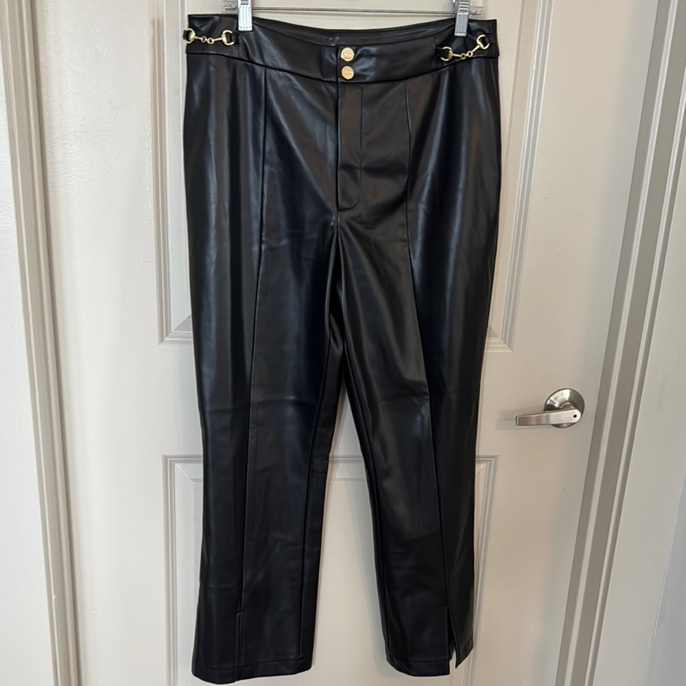 Caché Black Faux Leather Pants